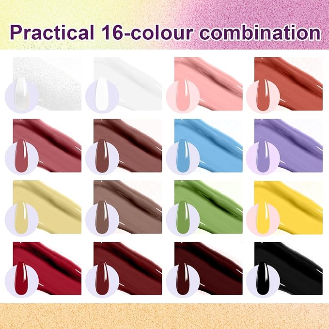 Gradient Painting Gel, 16 Ombre Gel Nail Polish with 100Pcs Nail Sponges &Tweezers for Pigment Pat Nails Almond Nude French Manicure Soak Off UV Long-lasting Palette VelvetSpectrum Studio