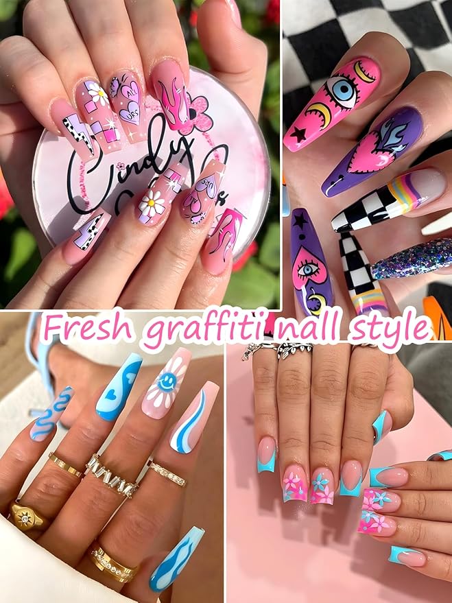 12 Colors Nail Art Pens, 3D Quick Dry Nail Point Graffiti Dotting Liner Pen Sets Nail Art Painted Pen Drawing Nail Design Kit for Halloween/Christmas Nail DIY Decoration