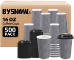 BYSNOW 500 Pack 16 oz Paper Coffee Cups by BYSNOW
