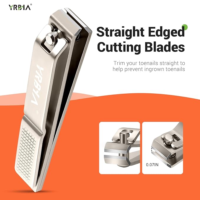 Nail Clippers with Glass Nail File, YRBIA Ultra Sharp Nail Clipper Set, Professional Stainless Steel Fingernail & Toenail Clippers Nail Cutter Set for Men & Women