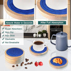 5 Pack Wood Coasters for Drinks, Minacun Absorbent Coaster Set, Drinks Coasters - Image 2