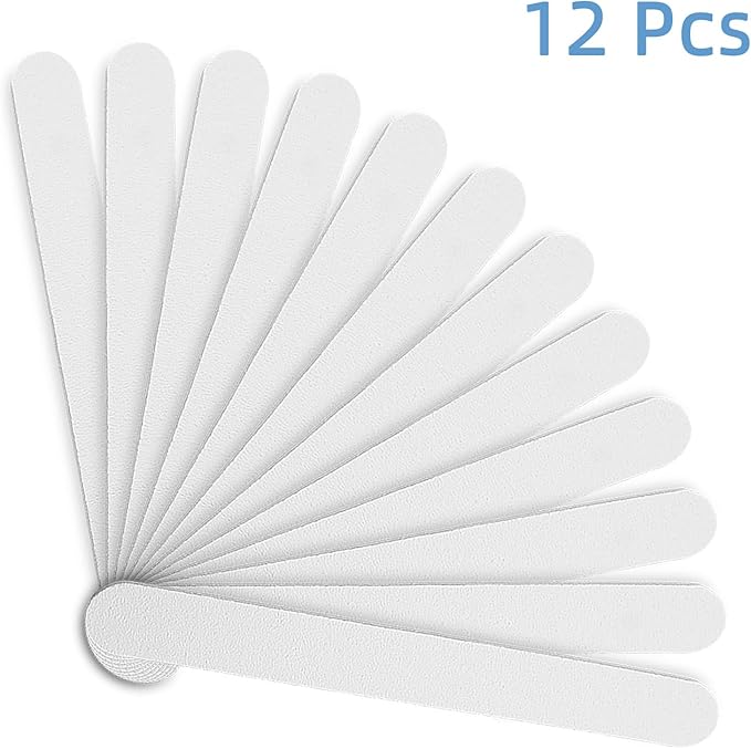 White Nail Files (12 Pack), Professional 100/180 Grit Double-Sided Emery Boards for Natural Nails, Acrylics & Gels, Durable White Fingernail and Toenail File Kit for Manicure & Pedicure