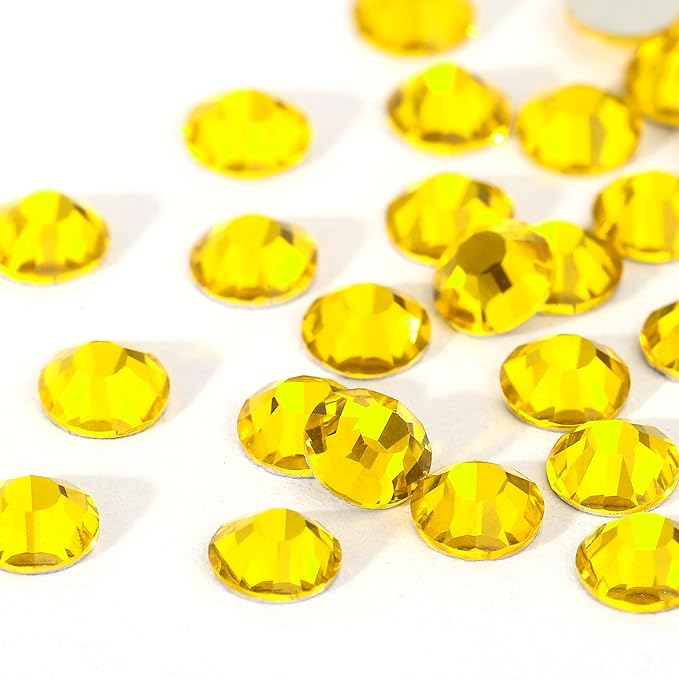 Novani Lemon Yellow Rhinestones 1440pcs SS10 Glass Rhinestones Crystal Flatback Gemstones for Crafts Nails Makeup Bags and Shoes Decoration（SS10, Citrine）
