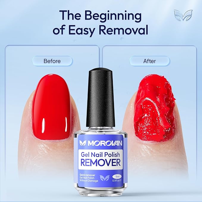 Morovan Gel Nail Polish Remover: Quick & Gentle Gel Removal Natural Formula Portable No Soak or Wrap Needed at Home Travel Friendly