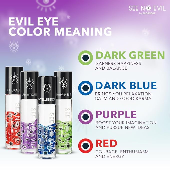 Blossom Cuticle Oil, See No Evil Scented Roll on Cuticle Oil for Nails, Rollerball Application for Nail Support, Cruelty Free, 0.19oz, Ambitious Lavender