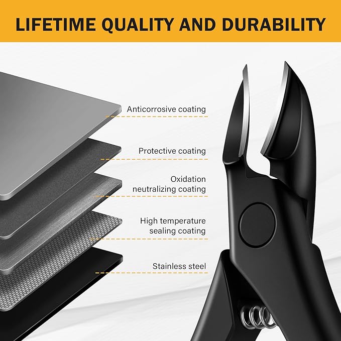 BEZOX Toe Nail Clippers for Thick Toenails for Seniors – Raised Cutting Edge Ingrown Toenail Clippers, Ergonomic Design Toenail Scissors for Thick Nails, Podiatrist Recommended - Black