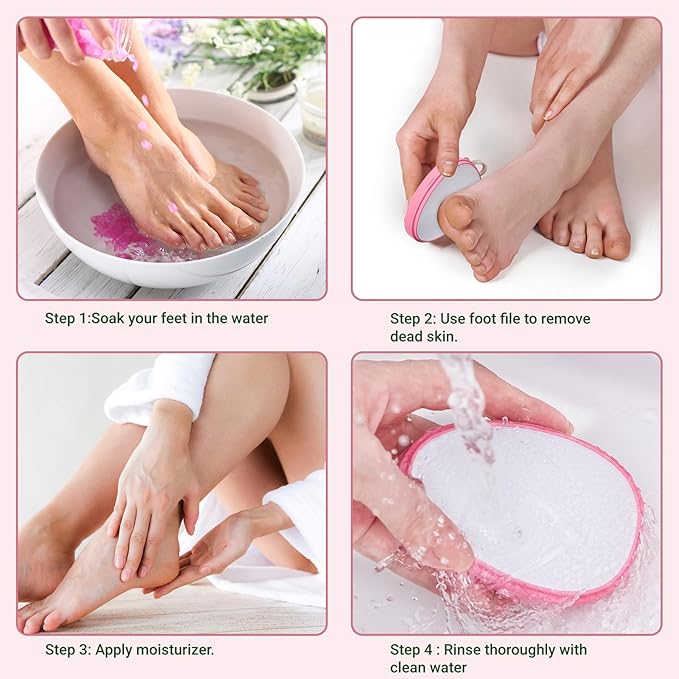 Foot File,Nano Glass Foot File Callus Remover for Feet,Foot Scrubber Dead Skin Remover,Gentle Exfoliation for Your Foot Massage in Shower- Light Pink