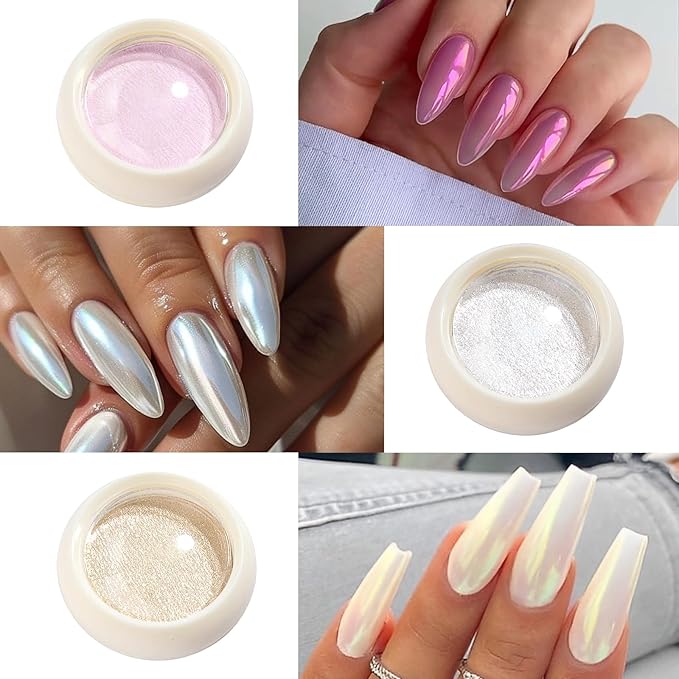 7Jars Chrome Nail Powder Aurora Effect Neon Pigment Pearl Glitter Iridescent Dip Powder Manicure Kit Nail Art Decoration Sets,Resin Craft
