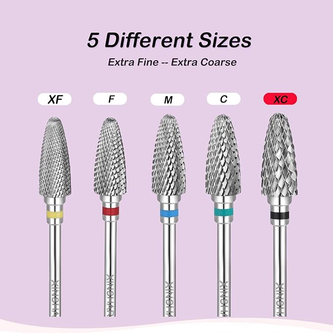 Nail Drill Bits 3/32" Carbide Professional Safety Tungsten Nail File Cone Drill Bit for Acrylic Nail Gel Cuticle cleaner Manicure Pedicure Nail Polishing, Beginner Salon, Extra Coarse