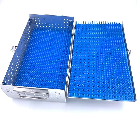 Aluminium Alloy Sterilization Tray case Have Two Silicone mats Disinfection Sterilization ultrasonic Basket Tray case ultrasonic Cleaning Washing Sterilization Trays opthalmic ENT