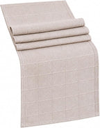 Plaid Table Runner, Woven Grid Pattern, Linen Texture Elegant Dining Table Decor by Raedan