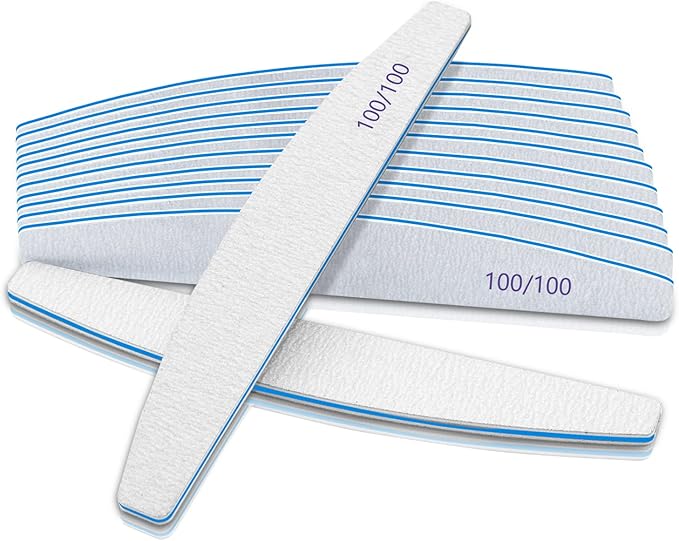 12 PCS Nail Files for Acrylic Nails, 100/100 Grit Nail File for Poly Nail Extension Gel Emery Boards Nail Files Doubled Sides Coarse Washable Nail File Manicure Tools for Home and Salon Use