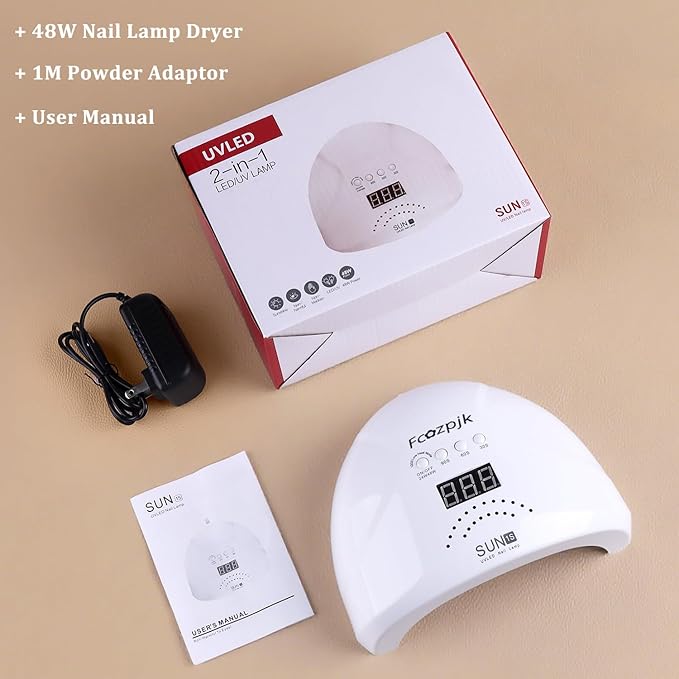 UV LED Nail Lamp, 48W Nail Dryer for Gel Polish with 30 Beads 4 Timers Smart Sensor Fast Curing Home Manicure Professional Salon Nails Art Tools Supplies