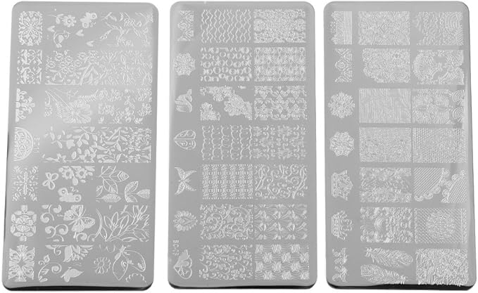 Manicure Stamp Stencils, Nail Stamping Plates Set, Nail Plate Template for Women Nail Art Decoration Manicure, Stencil Nails Tool, Flower Forest Image Plate Nail Art Stamper Scraper Nails Tool