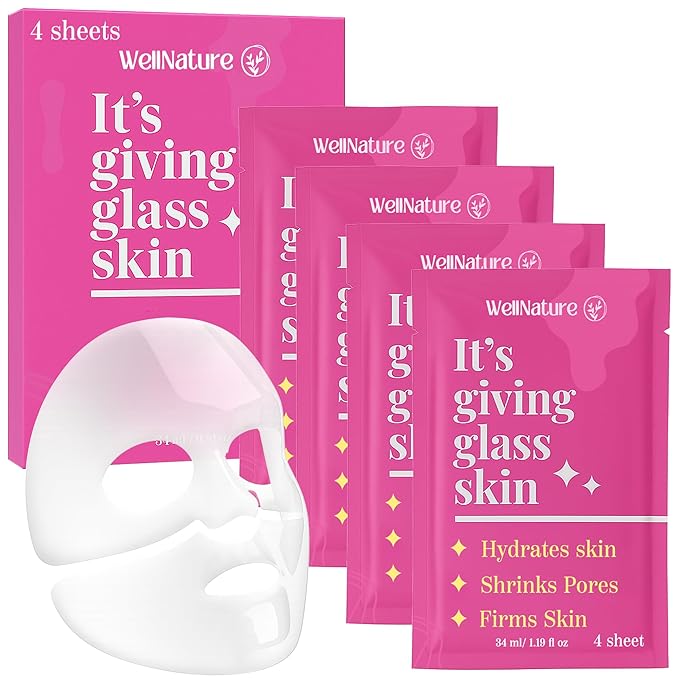 Wellnature™ The Original Overnight Deep Collagen Mask - It's Giving Glass Skin Sleep Mask - Deep Hydrating Bio-Collagen + Oligo-Hyaluronic Acid Facemask - Skincare For All Skin Types, Pack of 4
