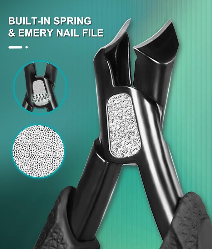 Slanted Ingrown Toenail Clippers for Thick Toenails, Anti Splash Podiatrist Toe Nail Clippers for Men Seniors, Stainless Steel Sharp Blade Precision Nippers with Comfort Handle