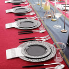 LIYH 350Pcs Black Silver Lace Plastic Plates Dinnerware Set - Image 8