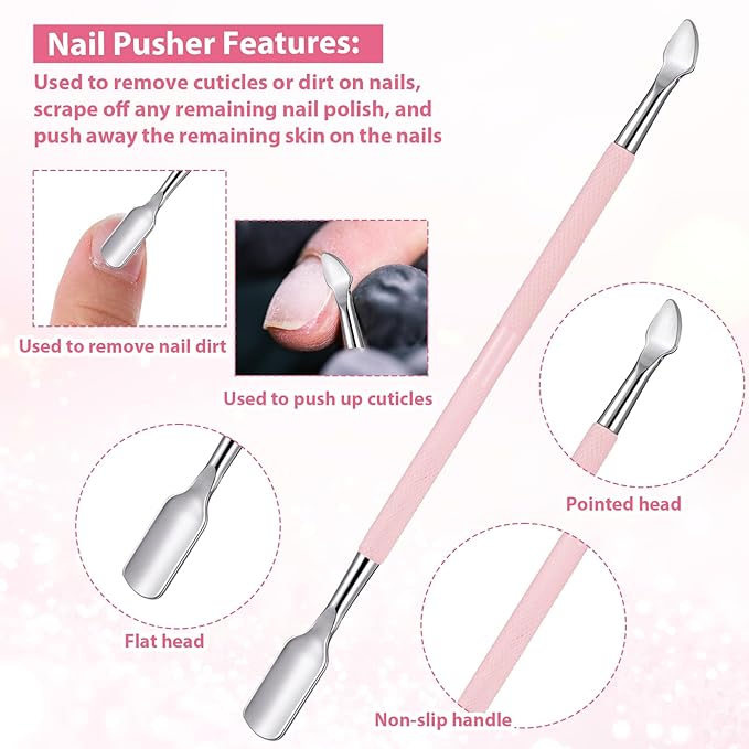 3 PCS Cuticle Trimmer with Cuticle Pusher, Stainless Steel Nail Scraper Cuticulas Cutter Nipper Remover Nail Trimmer