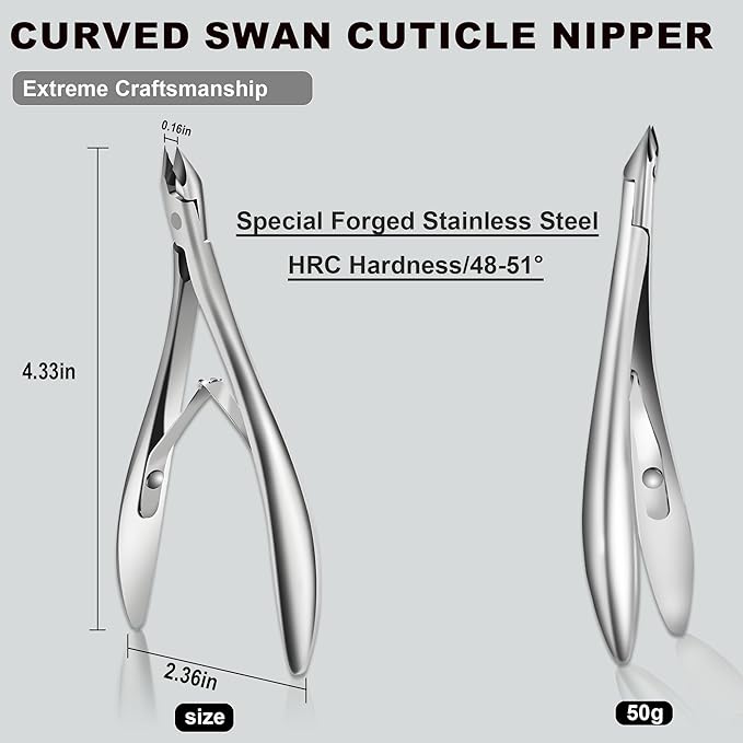 Cuticle Nippers, Professional Accurate Fast Sharp Small Jaw Cuticle Cutters, Nail Cuticle Cutting Pliers, Nail Dead Skin Remover Tool,Stainless Steel Cuticle Trimmer, Silver, Jaw 4mm