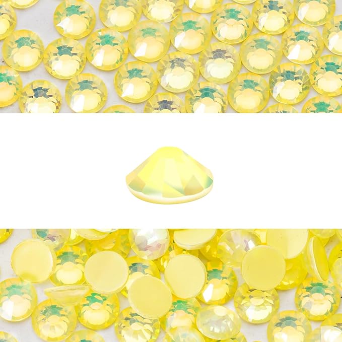 Novani 3000 Pieces Flatback Rhinestones Glass Round Gems F-Lt.Yellow Crystals for Nail Art DIY Crafts Clothes Shoes,SS12,3.0-3.2mm