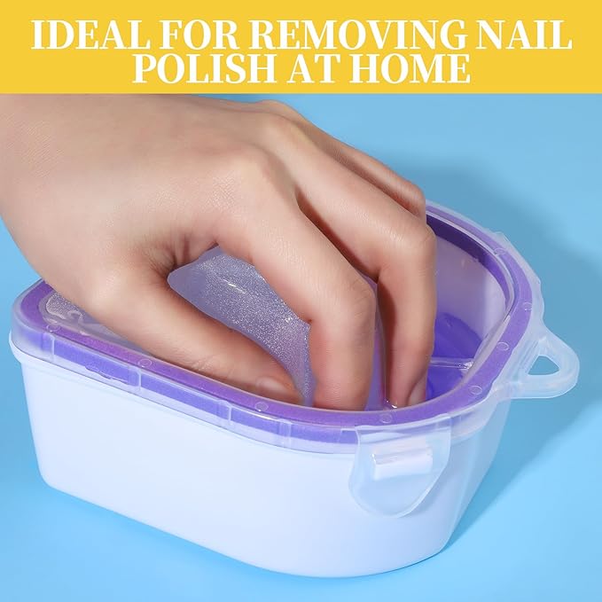 Teenitor Soak Off Bowl Nail Soaking Bowl Acetone Proof, Soak Off Gel Polish Remover Bowl, Dip Powder Remover Tools Cuticle Pusher Peeler Cuticle Oil Nail File Buffer Manicure Bowl for Hand, Lavender