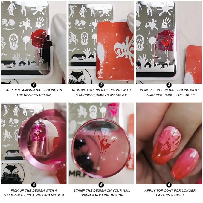 MRFOX Nail Print Board Set Christmas Snow and Lightning Theme Pattern Leaf Nail Art DIY Stamping Template