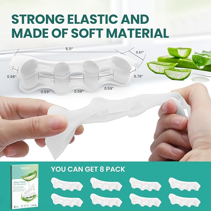 Welnove Toe Separators - 8 Pcs Toe Spacers for Women and Men - Restoring Toes to Their Original Shape - Silicone Toe Spreaders for Yoga Practice - Extra Large