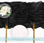 3 Pack Black Cheesecloth Table Runner, 17 x 108 inch, Semi Sheer Boho Cheese - Image 5
