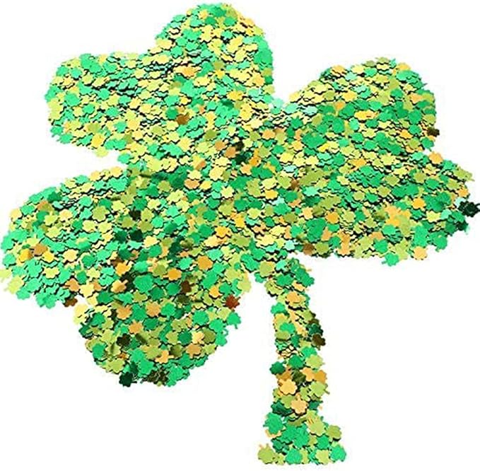 St. Patrick's Day Nail Art Glitters Green Clover Flakes Nail Sequins 3D Shamrocks Nail Art Glitter Design Holographic Leaf Sequin Nails Supplies Shine Lucky Nail Art Stickers Decorations DIY Crafts