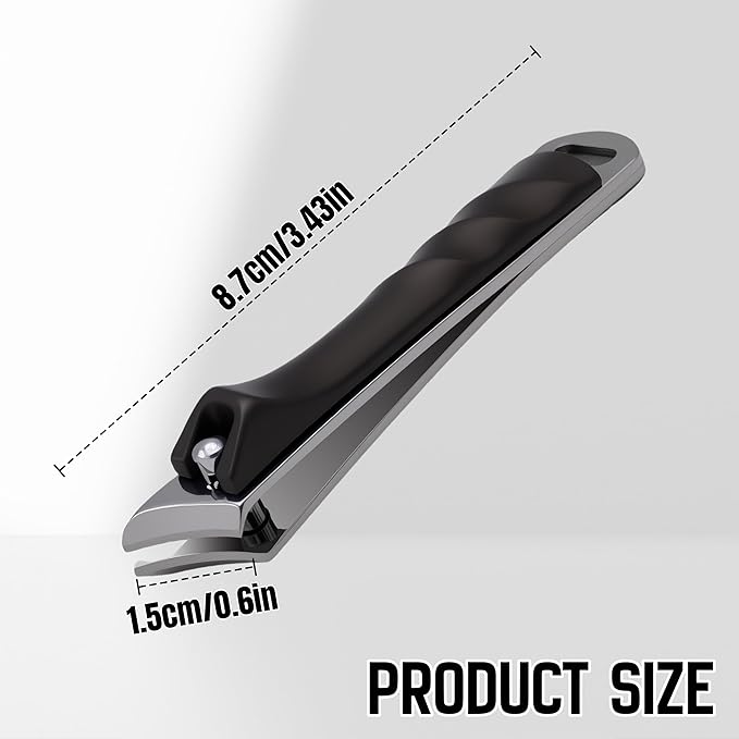 Large Slanted Nail Clippers,Ultra Sharp Heavy Duty Clippers with Ergonomic Lever,Toenail Clippers with Frosted Non-Slip Handles,Comes with a Leather case,Making it More Suitable as a Gift -Black