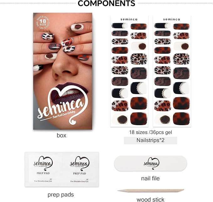 Semi Cured Gel Nail Strips-Salon Quality Semi-Cured Gel Press On Nails Stickers Quick DIY Nail Art Manicure Kits for Women at Home Works with Any UV/LED Lamps(Grace Bloom)