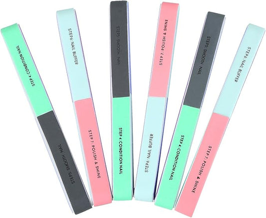 Mudder Multi Side Nail File and Buffers Nail Sanding Block Professional Filer Board and Shiners Cosmetic Manicure Suit for Home Salon, 7 Ways (6Pack)