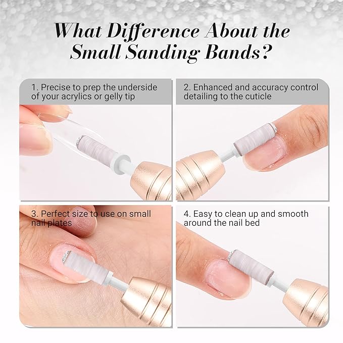 MelodySusie 50 Pcs Nail Drill Bits Small Sanding Bands with 3.1mm Mandrel Bit, 240 Extreme Fine Grit Nail File for Acrylic Nails Gel Manicures and Pedicure, Zebra