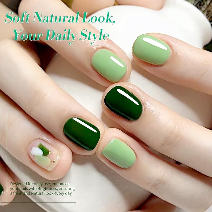 Born Pretty Green Gel Nail Polish, Christmas Carnival Evergreen Gel Nail Polish Set, Glitter Green Sparkle Gel Polish Nail Art Varnish Manicure Collection St. Patrick's Day 6PCS