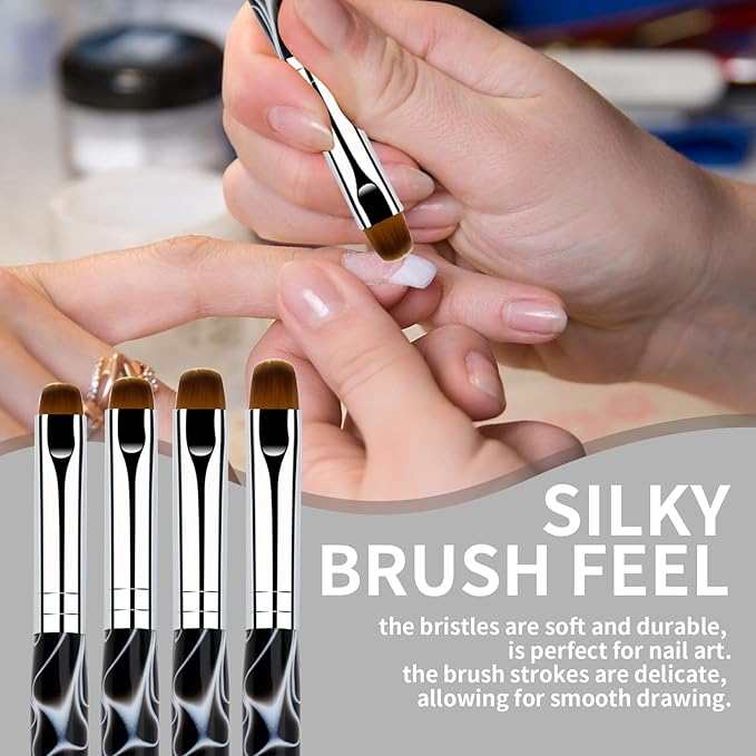 Esclane 2 Way French Nail Brush with Dotting Tool, Black, #12