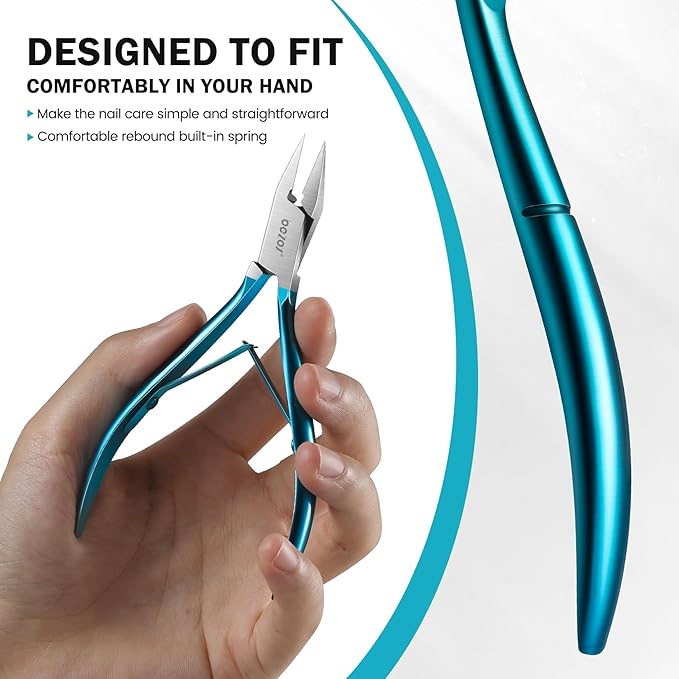 BEZOX Straight Blade Toenail Clippers - Wide Open Pointed Jaw Toe Nail Clippers for Ingrown Nails, Precision Grooming Toenail Scissors for Seniors Thick Toenails - Blue