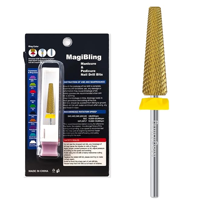 24mm Super Long 5 in 1 Nail Drill Bits, Professional 3/32'' Tungsten Carbide Bits, Fast Gel Removal for Long Acrylic Nails, Left Right Hand Use, Manicure Cuticle Hard Gel Polishing, Extra Fine