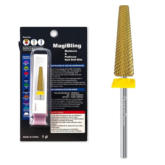 24mm Super Long 5 in 1 Nail Drill Bits, Professional 3/32'' Tungsten Carbide Bits, Fast Gel Removal for Long Acrylic Nails, Left Right Hand Use, Manicure Cuticle Hard Gel Polishing, Extra Fine