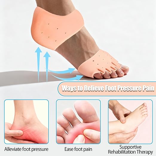 3 Set Silicone Toe Separators and Gel Heel Protectors for Women & Men, Bunion Corrector Cushion, Metatarsal Pads, Ball of Foot Cushions, Breathable Soft Gel Foot Cushions, Silicone Heel Cups