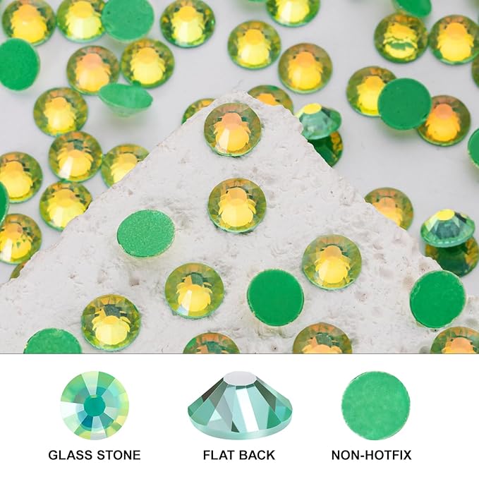 Novani 3000 Pieces Flatback Rhinestones Glass Round Gems F-Green Crystals for Nail Art DIY Crafts Clothes Shoes,SS20,4.6-4.8mm