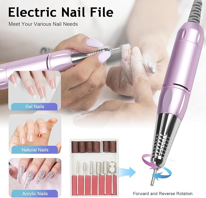 5 in 1 Nail Dust Collector, 40W Professional 30000rpm Electric Multifunction Nail Art Machine, UV LED Nail Lamp for Nails Manicure, with LED Lamp in Salon & Home