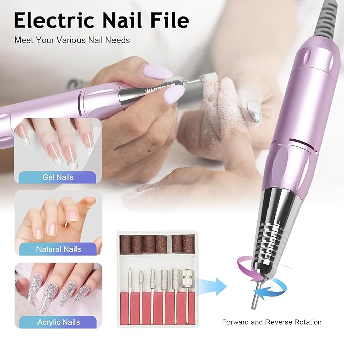 5 in 1 Nail Dust Collector, Manicure Machine Nail Dust Collector, Professional 30000rpm Multifunctional Electric Nail Drill Machine with Dust Collector Vacuum LED Desk Lamp for Acrylic Nails