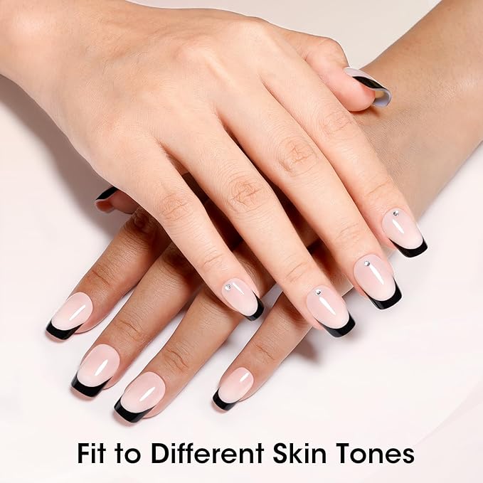Gellen French Tip Press on Nails, Soft Medium Square French Gel Nails 150 Pcs, Classic Pink French Tip Nails, 3 in 1 No Need to File Natural Full Cover Tips 15 Sizes, Glue On Nails for Women Nails Art