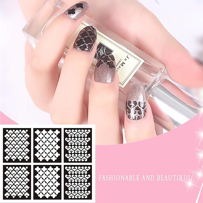 Reusable Nail Stencils for Nail Art - 144 Pieces with 72 Unique Designs, DIY French Tip Guides & Manicure Decals for Professional Salon-Quality Results at Home
