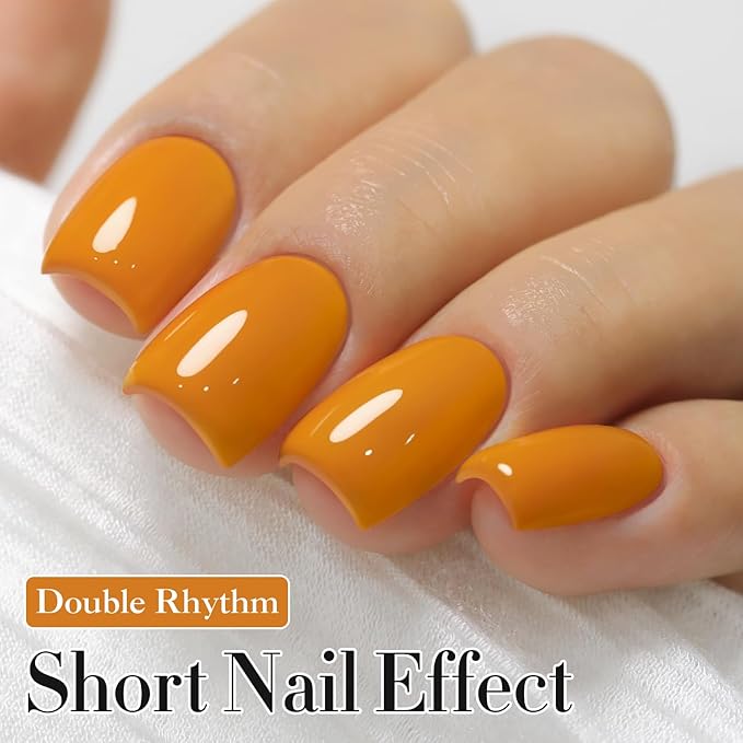 Double Rhythm Gel Polish 15ML Jelly Sheer Pastel Light Milky Color Pearl White Bottle 1 PC 0.5 OZ Full Size Nail Art Salon at Home (Ginger Yellow-D1098)