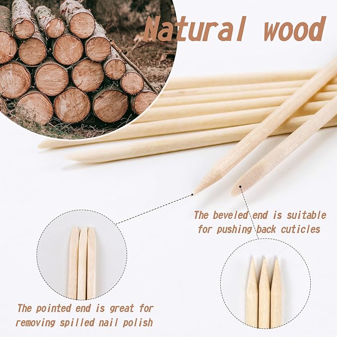 360PCS Orange Sticks for Nails in a Case - 4.5 inch Double Sided Wooden Cuticle Pusher Sticks for Nail Art, Manicure & Pedicure - Wood Sticks for Waxing