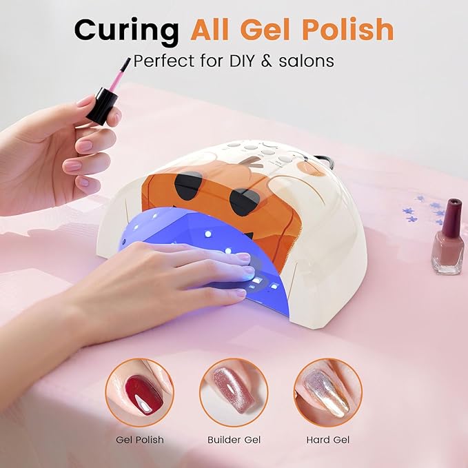 Lavinda UV LED Nail Lamp for Gel Polish, 48W UV Light for Nails Professional Nail Dryer Fast Curing Lamp with 4 Timers, Smart Sensor, Detachable Base for Hands & Feet Home Salon DIY Manicure-Orange