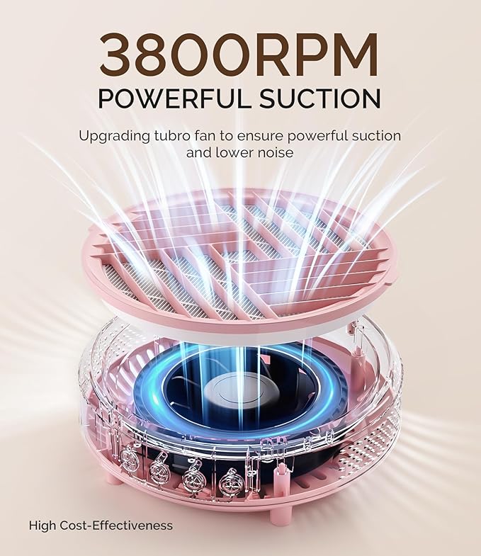 MelodySusie Compact Nail Dust Collector,Hpro 3800RPM Vacuum Fan Dust Extractor with Reusable Filter for Salon & Home