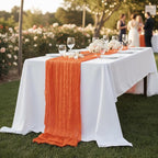 3 Pack Orange Cheesecloth Table Runner 120 Inch Boho Wedding Decor | - Image 8