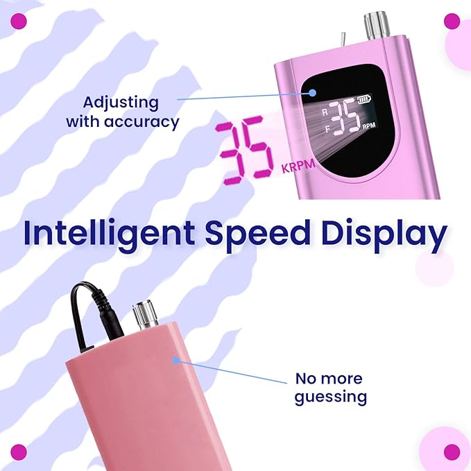 Delanie Electric Nail Drill Professional 35000 RPM Rechargeable Portable E-File for Nail Tech, Violet